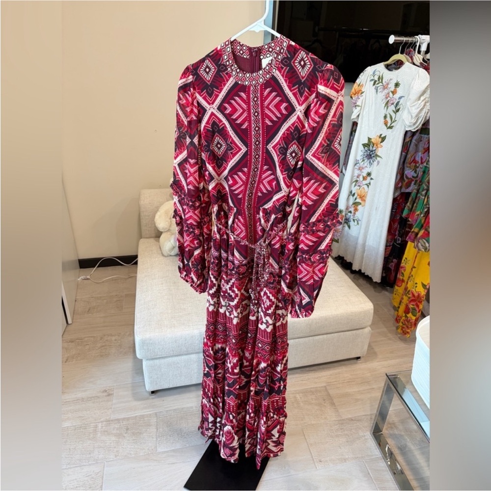 Farm Rio: Red Graphic Ainika Belted Tiered
Maxi Dress DT - Picture 4 of 9